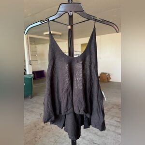 Free People Black Flowy Tank NWT